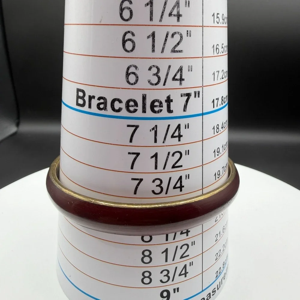 Burgundy Red Enamel Gold Tone Bangle Bracelet Stackable Boho Minimalist Gift